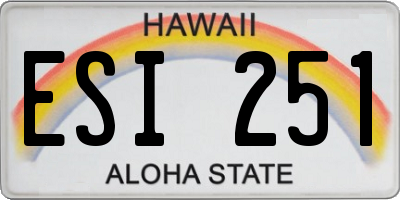 HI license plate ESI251