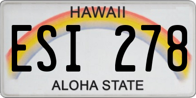 HI license plate ESI278