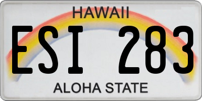 HI license plate ESI283