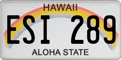 HI license plate ESI289