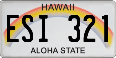 HI license plate ESI321