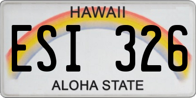 HI license plate ESI326
