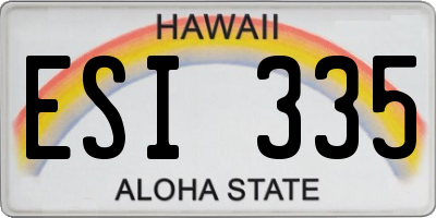 HI license plate ESI335