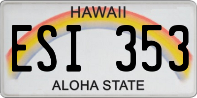 HI license plate ESI353