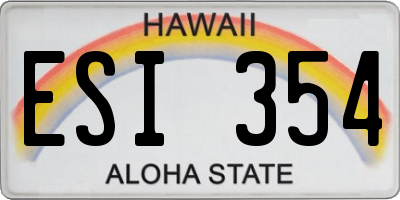 HI license plate ESI354