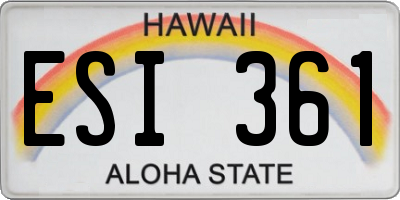 HI license plate ESI361