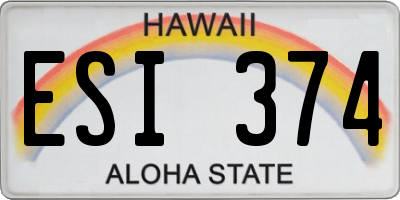 HI license plate ESI374