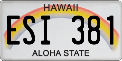 HI license plate ESI381