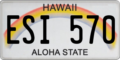 HI license plate ESI570