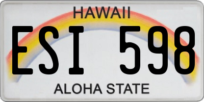 HI license plate ESI598