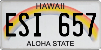 HI license plate ESI657