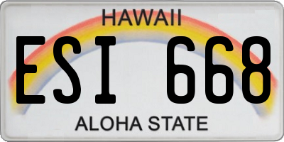 HI license plate ESI668
