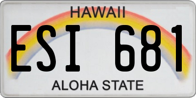 HI license plate ESI681