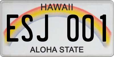 HI license plate ESJ001