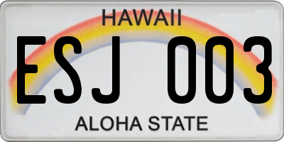 HI license plate ESJ003