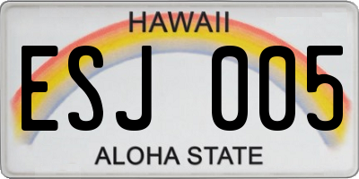 HI license plate ESJ005