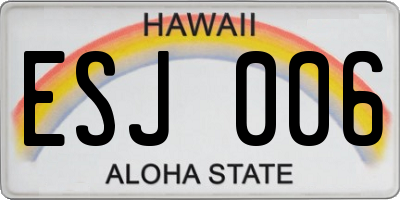 HI license plate ESJ006