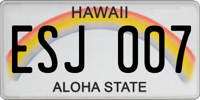 HI license plate ESJ007
