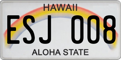 HI license plate ESJ008