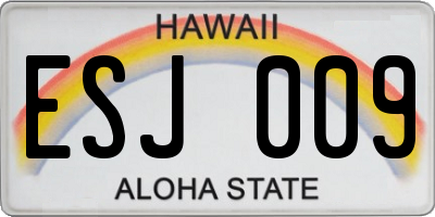 HI license plate ESJ009