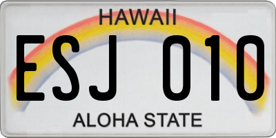 HI license plate ESJ010