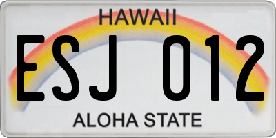 HI license plate ESJ012