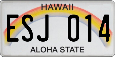 HI license plate ESJ014