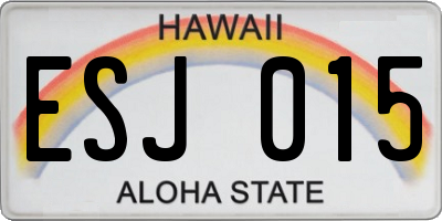HI license plate ESJ015