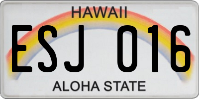 HI license plate ESJ016