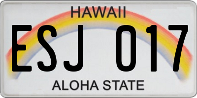 HI license plate ESJ017