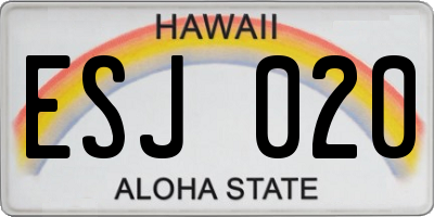 HI license plate ESJ020