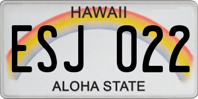 HI license plate ESJ022