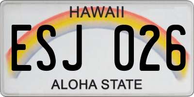 HI license plate ESJ026