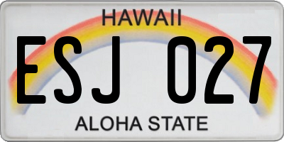 HI license plate ESJ027