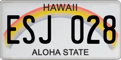 HI license plate ESJ028