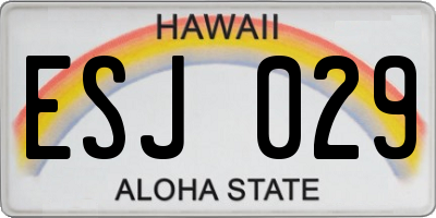 HI license plate ESJ029