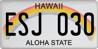 HI license plate ESJ030