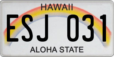 HI license plate ESJ031