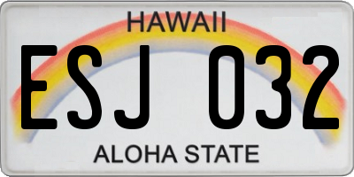 HI license plate ESJ032