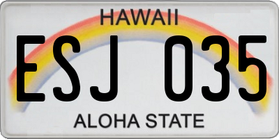 HI license plate ESJ035
