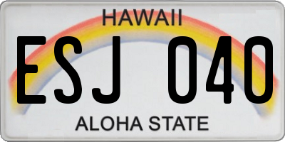 HI license plate ESJ040