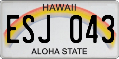 HI license plate ESJ043