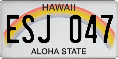 HI license plate ESJ047