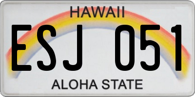 HI license plate ESJ051