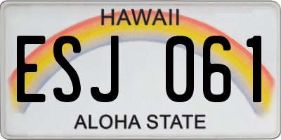 HI license plate ESJ061