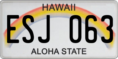 HI license plate ESJ063