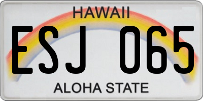 HI license plate ESJ065