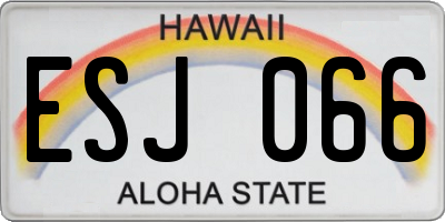 HI license plate ESJ066