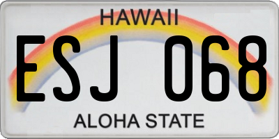 HI license plate ESJ068