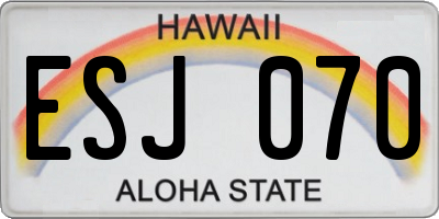 HI license plate ESJ070
